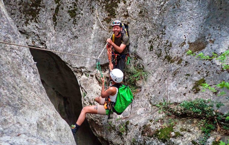 Descente du Canyon Sec de Pissevieille à Vallon Pont d’Arc