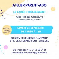 Atelier parent-ado : Le cyber harcèlement