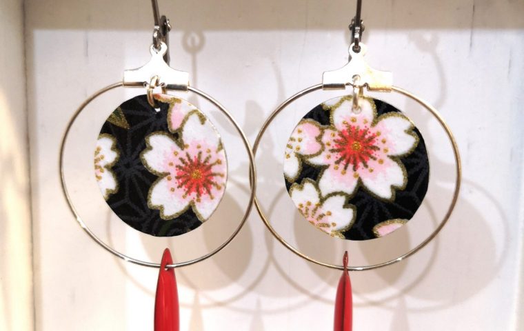 Boucles d’oreilles en papier japonais