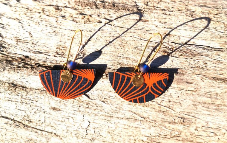 Boucles d’oreilles en papier népalais