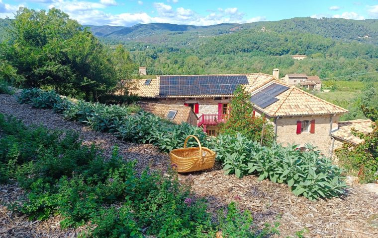 La bâtisse depuis les terrasses d’aromatiques